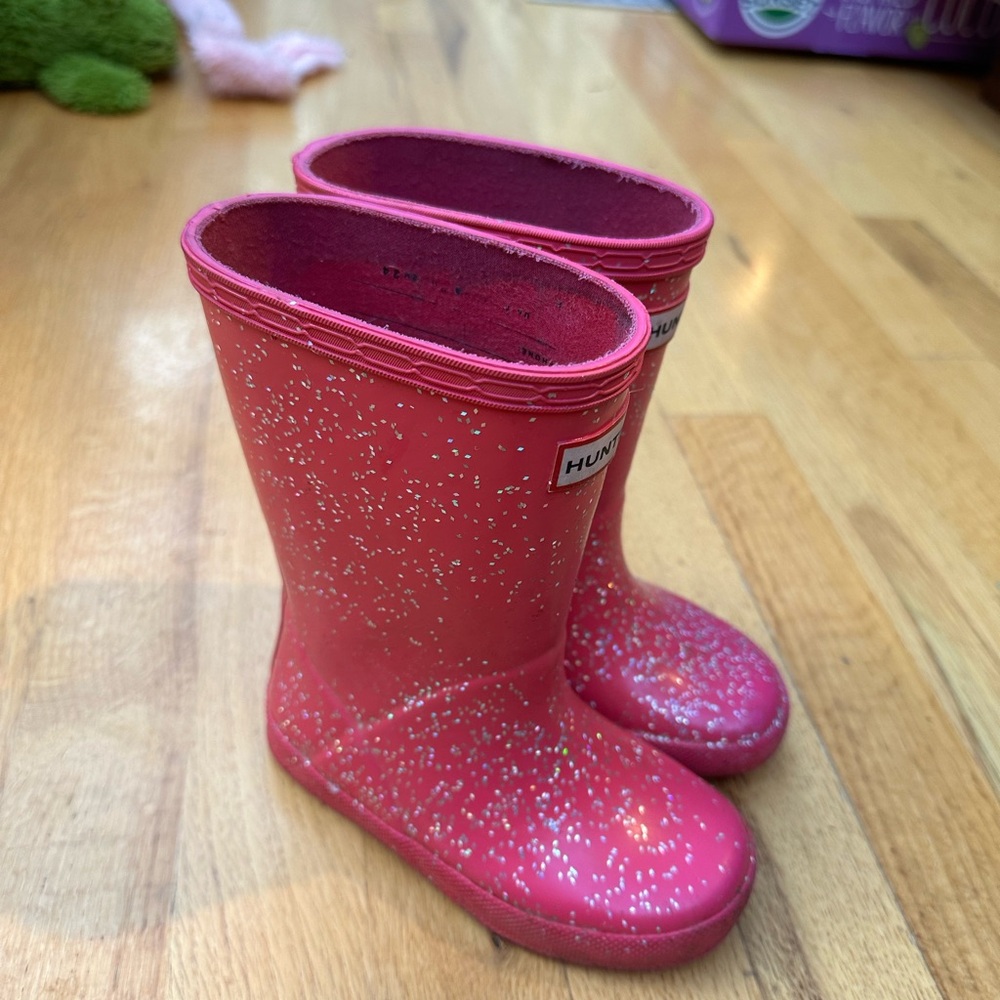 Toddler Hunter Pink Glitter Sparkle Rain Boots Size 8